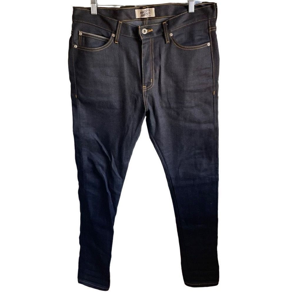 Naked & Famous Denim Mens 32 Stacked Guy Deep Indigo Stretch Selvedge Japanese